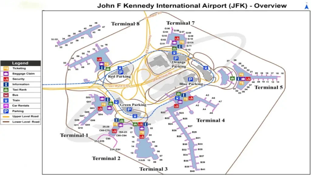 Detailed John F. Kennedy International Airport Map