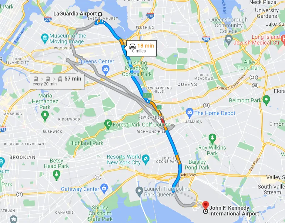 LaGuardia Airport to JFK Distance